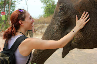 Steph with an elephant